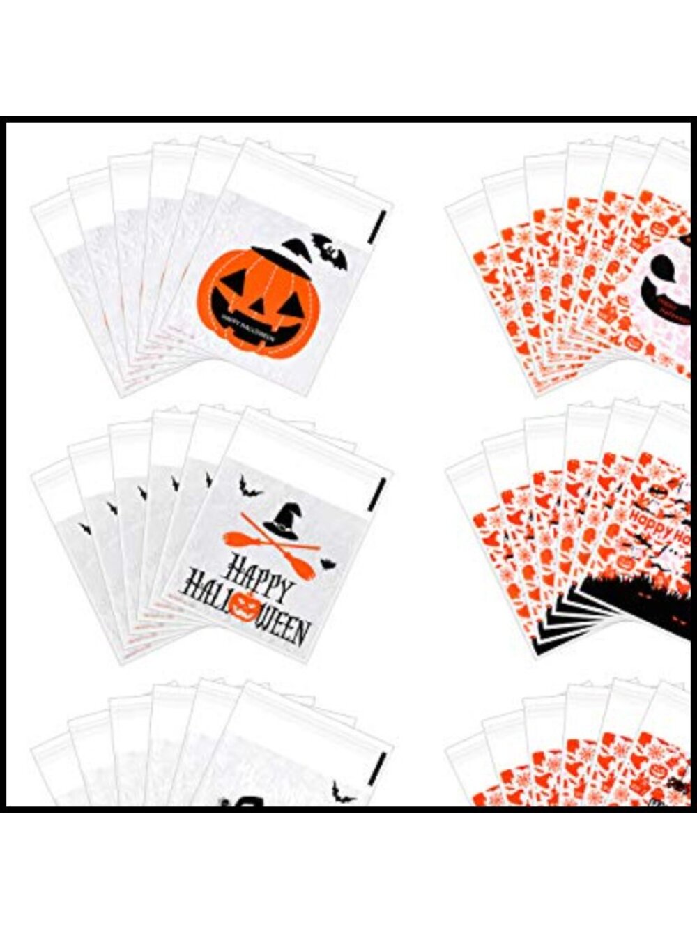 200 Self Adhesive Candy Bags OPP Clear Treat Bags Halloween Party Gift Supplies